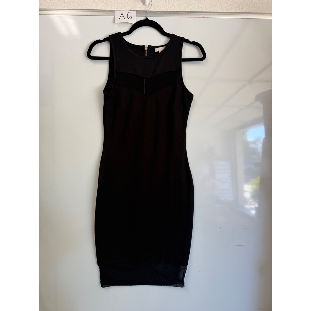 G by GUESS Womens Black Mesh Panel Bodycon Sleeveless Dress  XS